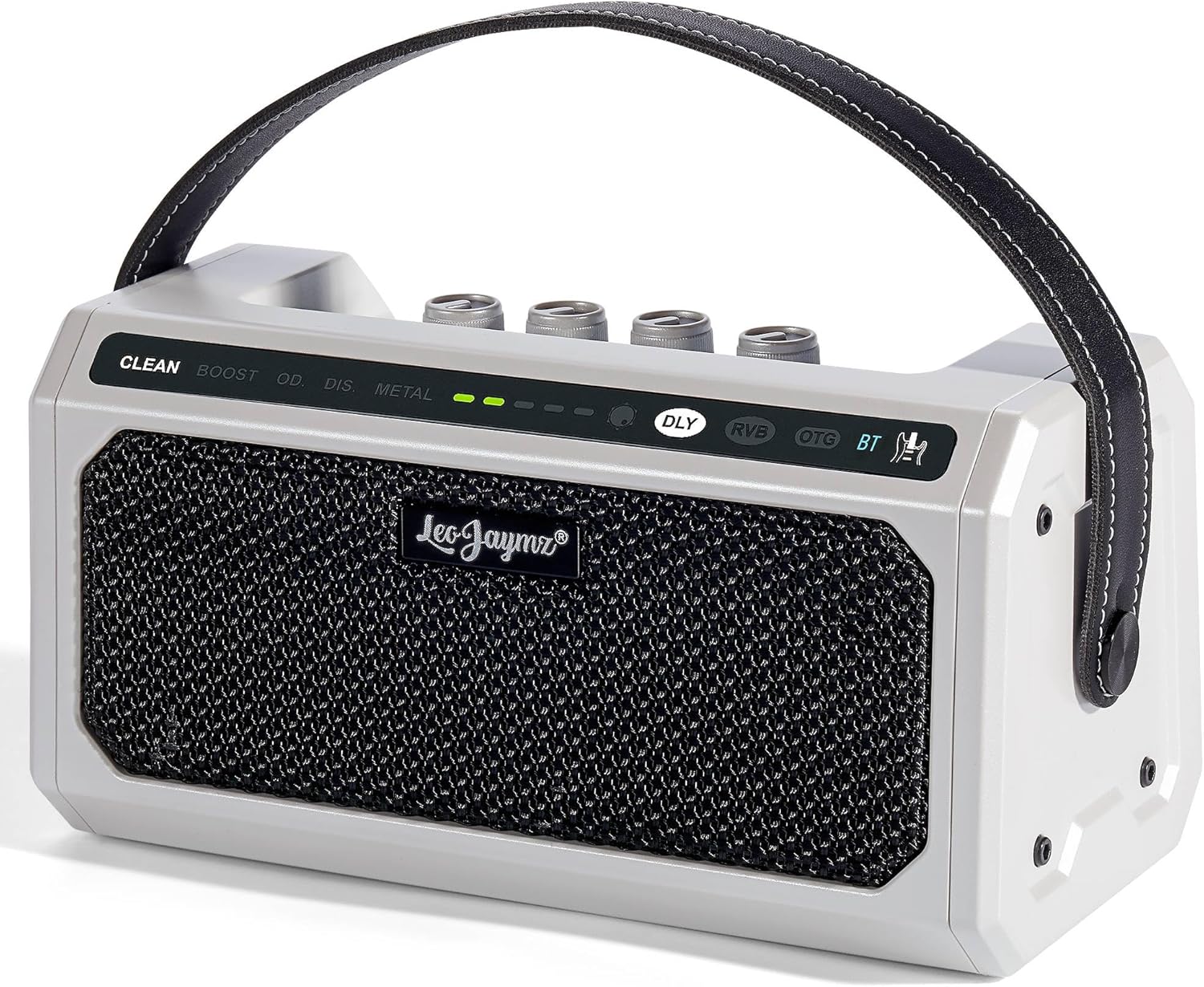 Leo Jaymz TG-08 10W Portable Electric Guitar Amp with OTG Direct Recording or BT 5.3, Built-in Drum Machine, Headphone Jack, 5.5H Rechargeable Battery, Digital Effects (TG-08)