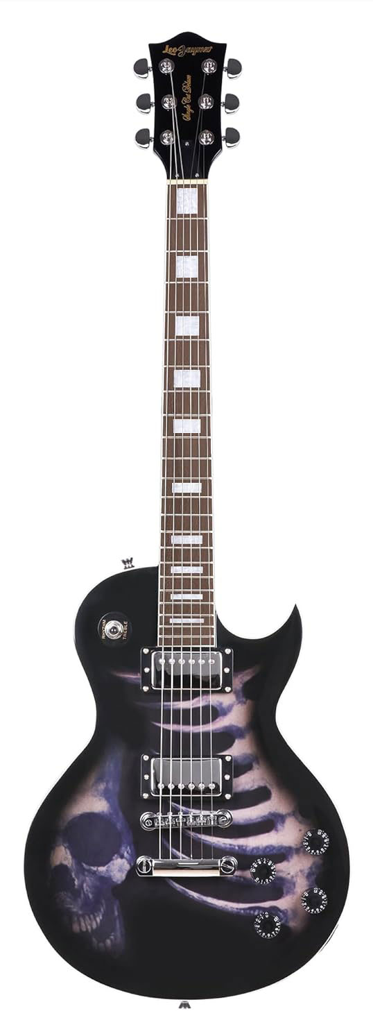 Leo Jaymz SC Series Electric Guitar – Mahogany Body, Laurel Fingerboard, Dual Humbuckers, Stainless Steel Frets, Tune-O-Matic Bridge, C Neck, 18:1 Tuners (Skull)